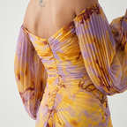 Women's Chiffon Maxi Dress with Off-Shoulder Neckline