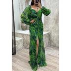 Women's Chiffon Maxi Dress with Off-Shoulder Neckline
