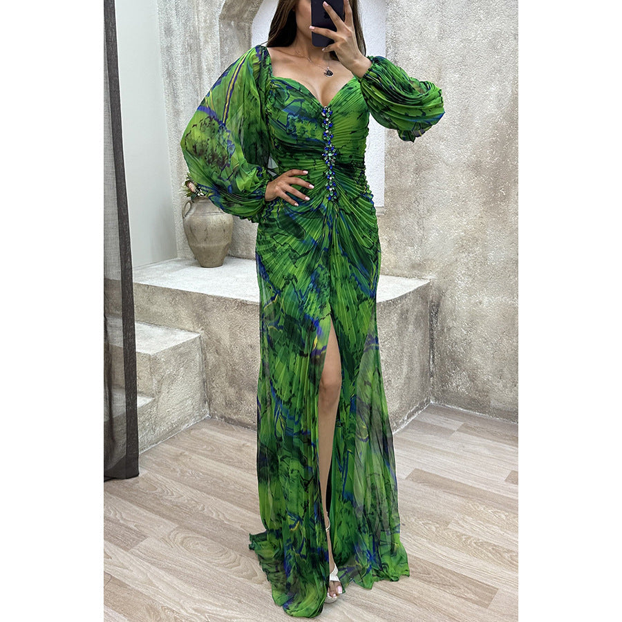 Women's Chiffon Maxi Dress with Off-Shoulder Neckline