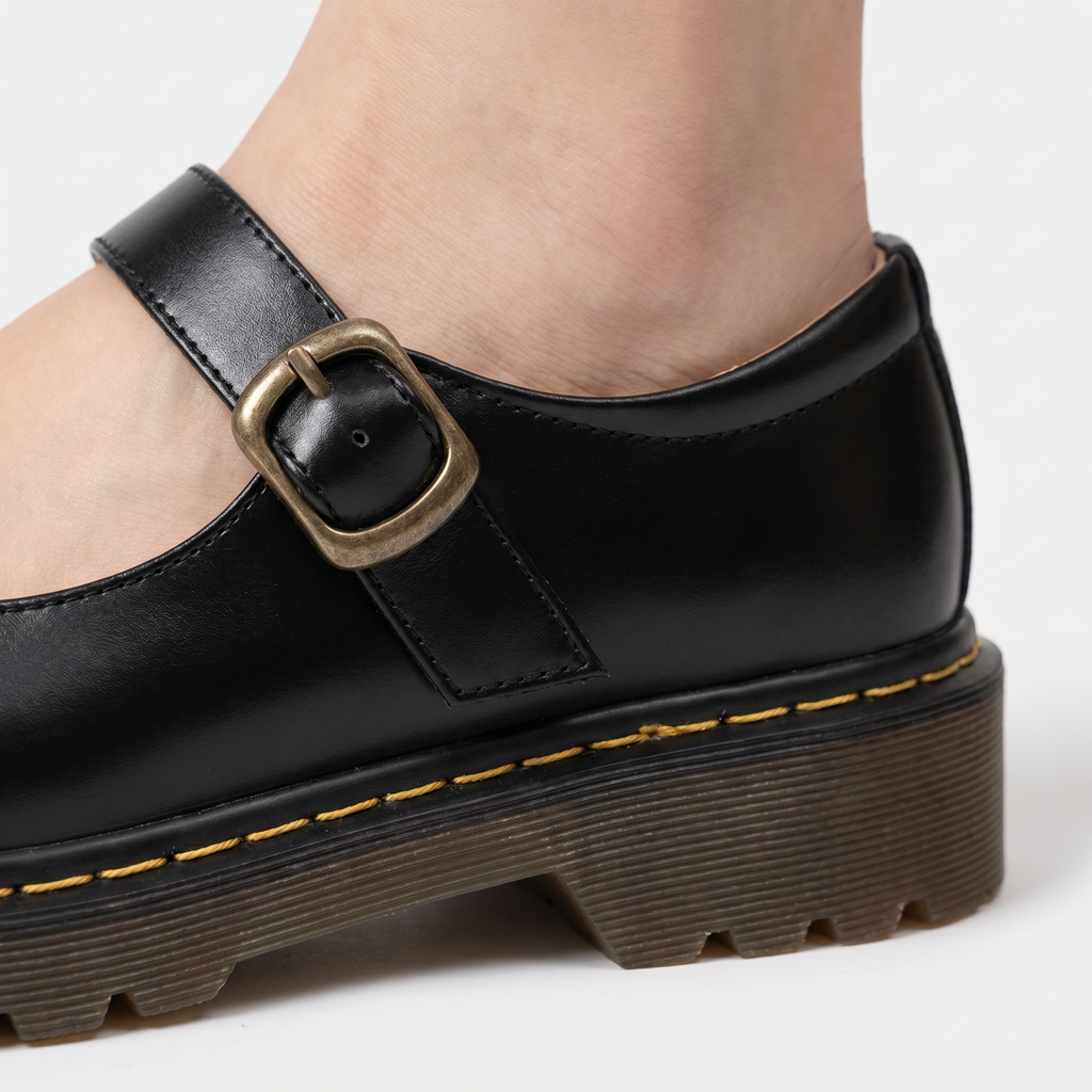 Women's Mary Jane Shoes with Buckle Strap and Chunky Sole