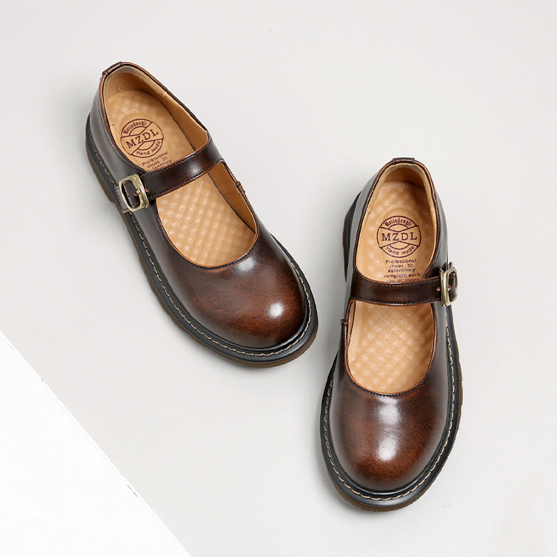 Women's Mary Jane Shoes with Buckle Strap and Chunky Sole
