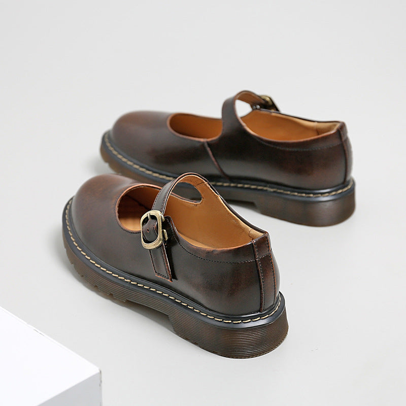 Women's Mary Jane Shoes with Buckle Strap and Chunky Sole