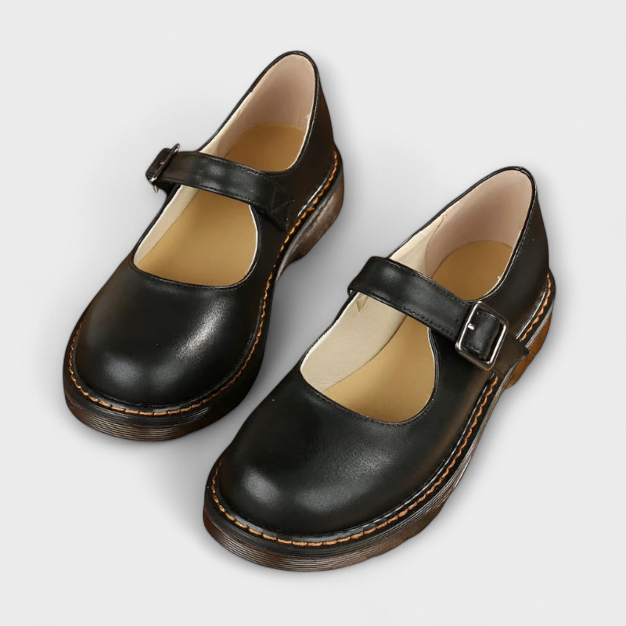 Women's Mary Jane Shoes with Buckle Strap and Chunky Sole