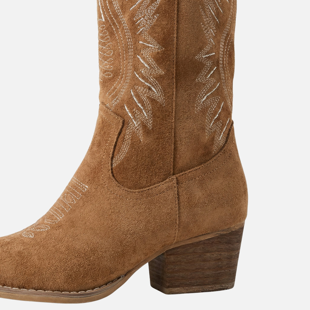 Women's Western Suede Boots with Tall Shaft