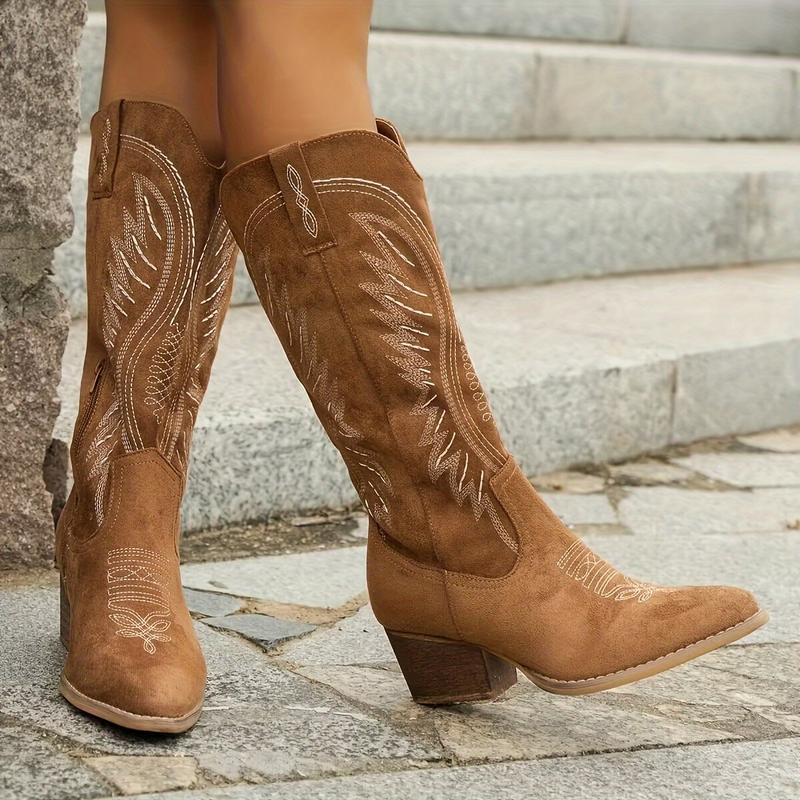 Women's Western Suede Boots with Tall Shaft