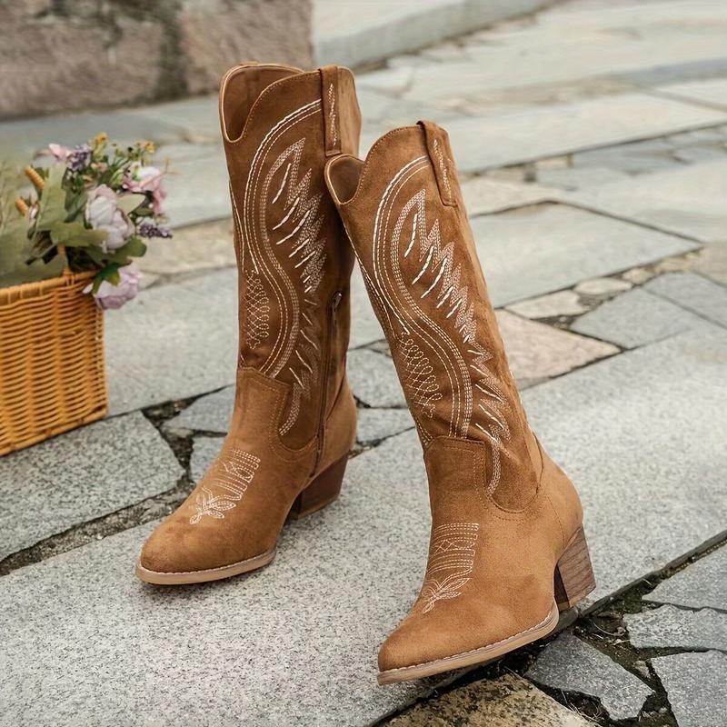 Women's Western Suede Boots with Tall Shaft