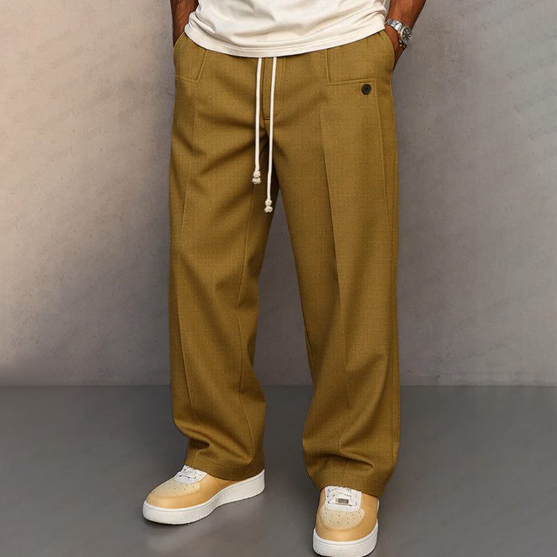 Men's Relaxed Wide Leg Pants with Front Pleat