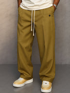 Men's Relaxed Wide Leg Pants with Front Pleat