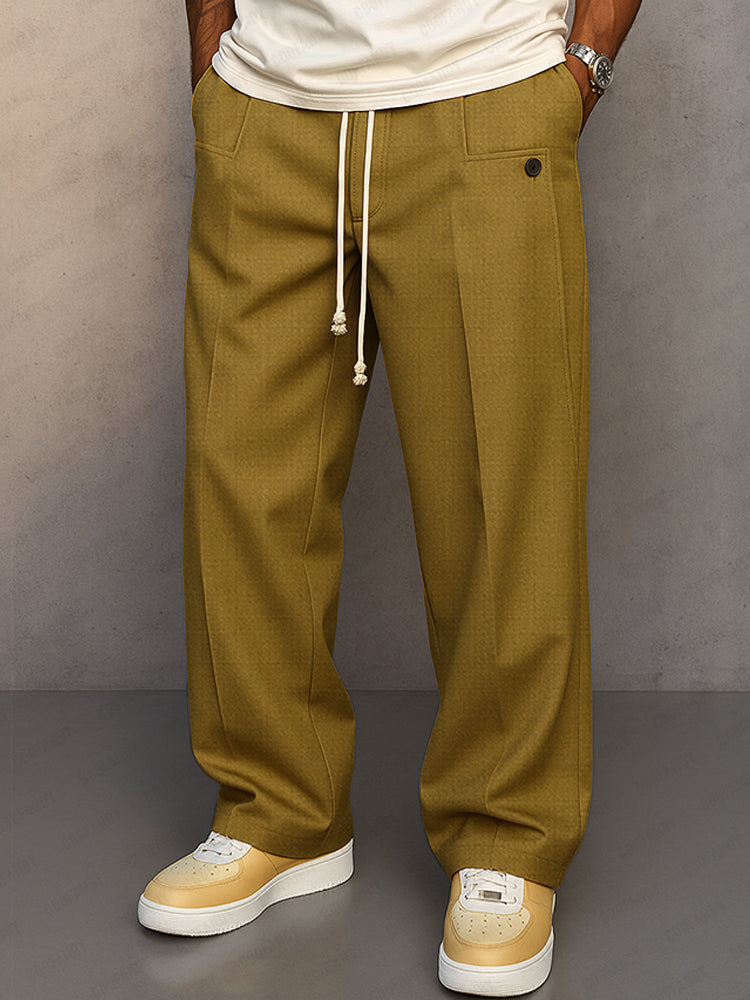 Men's Relaxed Wide Leg Pants with Front Pleat