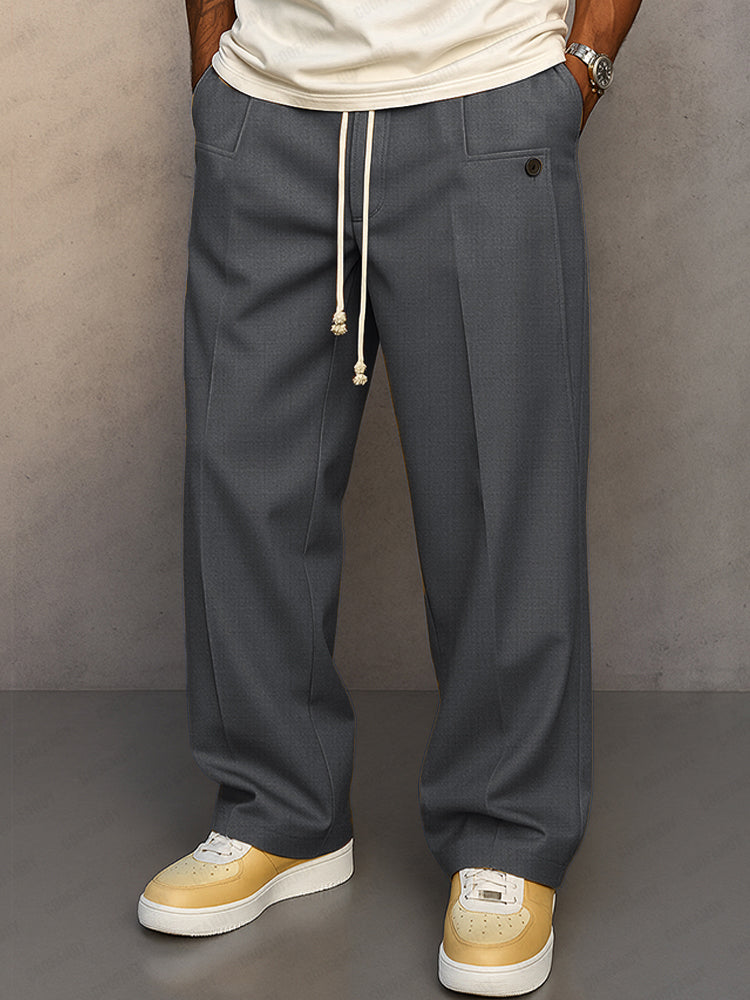 Men's Relaxed Wide Leg Pants with Front Pleat