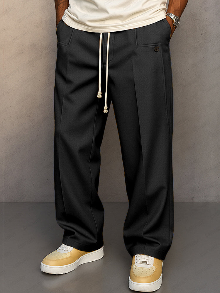 Men's Relaxed Wide Leg Pants with Front Pleat