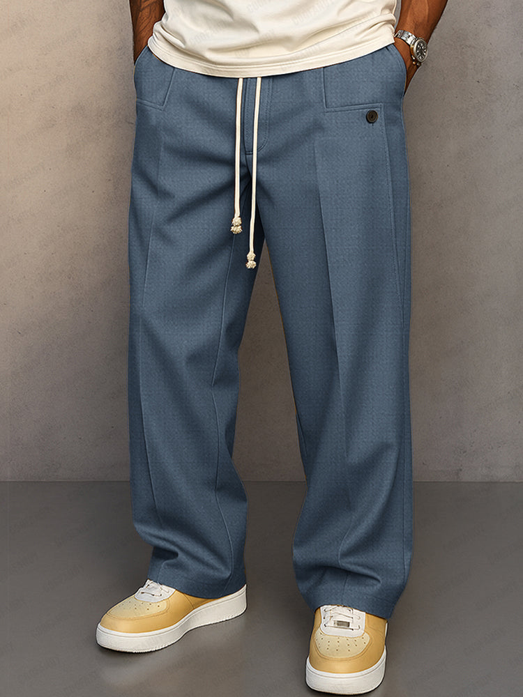 Men's Relaxed Wide Leg Pants with Front Pleat