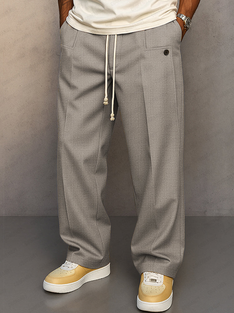 Men's Relaxed Wide Leg Pants with Front Pleat