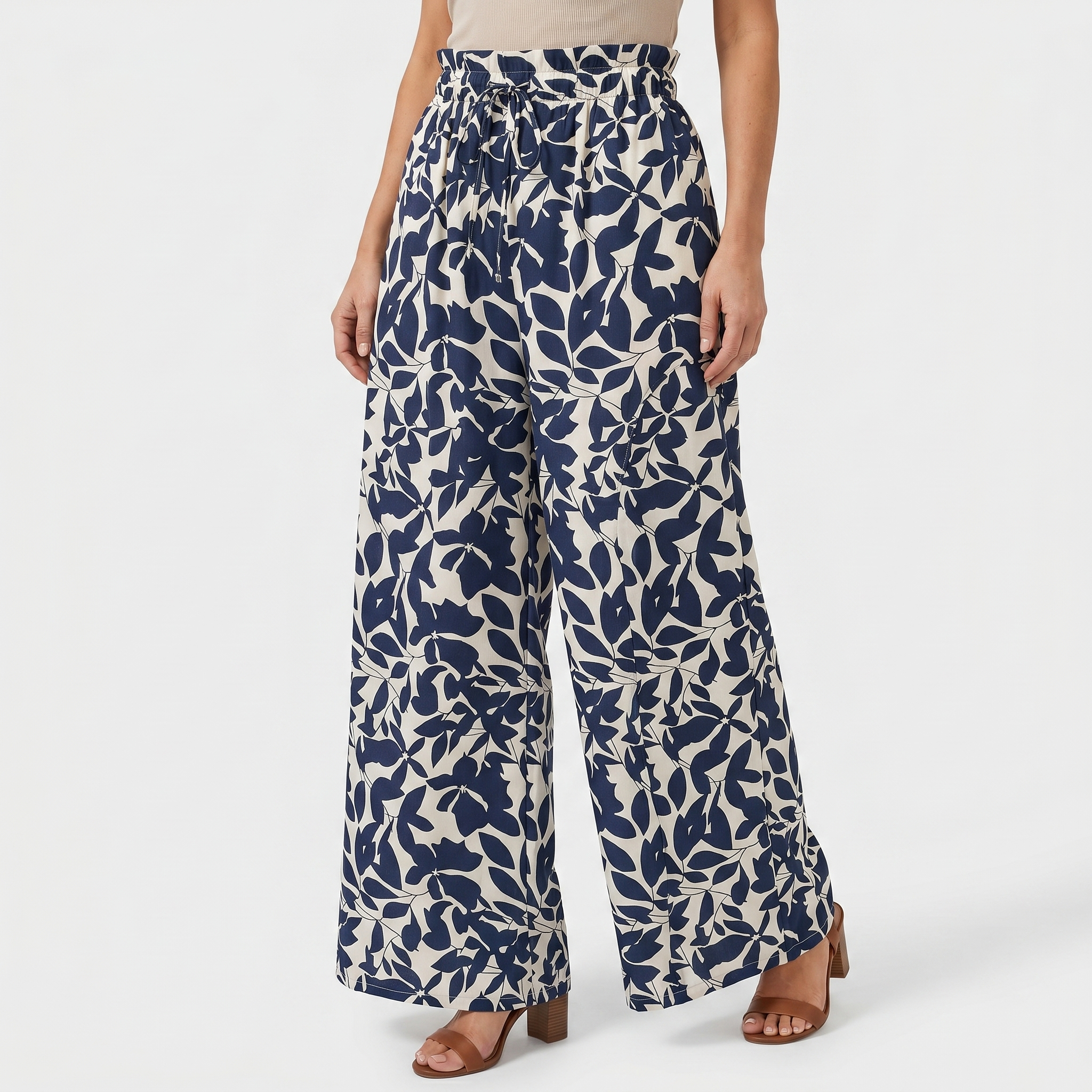 Women's Relaxed Wide-Leg Pants with Floral Print