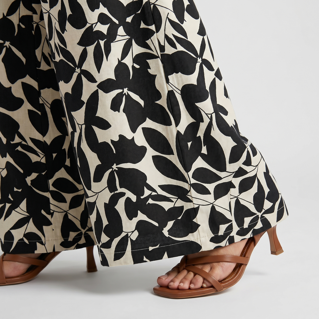 Women's Relaxed Wide-Leg Pants with Floral Print