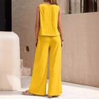 Women's Wide-Leg Knit Set with Sleeveless Top