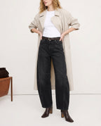 Women's Wide-Leg Denim Jeans with Contrast Seam Detail