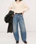 Women's Wide-Leg Denim Jeans with Contrast Seam Detail