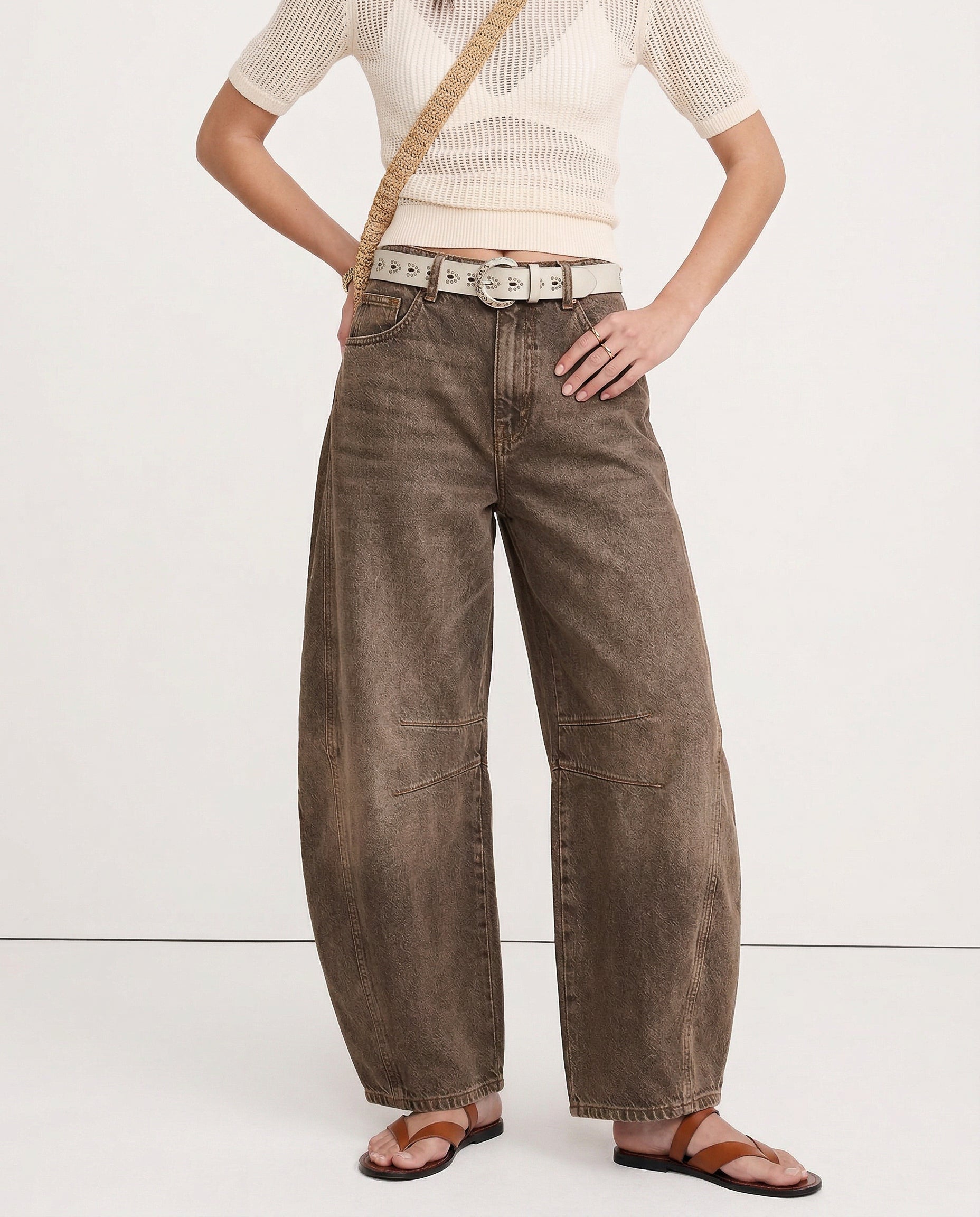 Women's Wide-Leg Denim Jeans with Contrast Seam Detail