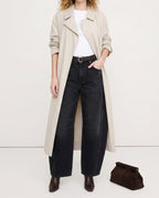 Women's Wide-Leg Denim Jeans with Contrast Seam Detail