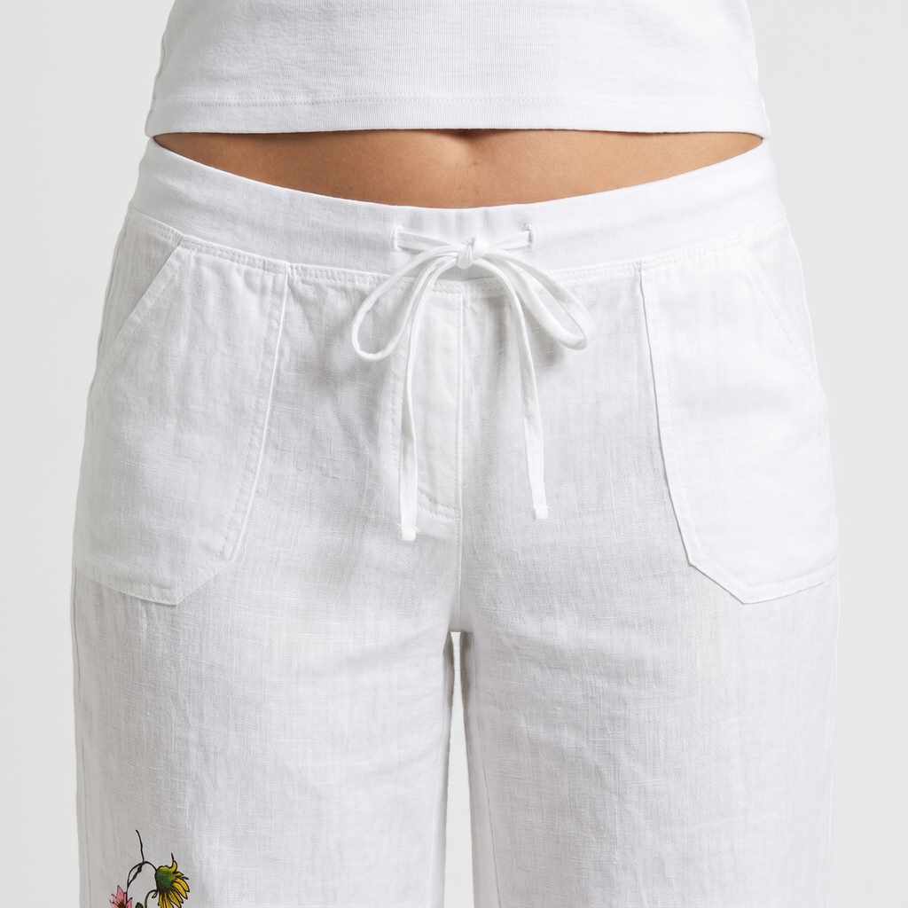 Women's Linen Wide-Leg Pants with Drawstring Waist