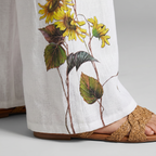 Women's Linen Wide-Leg Pants with Drawstring Waist