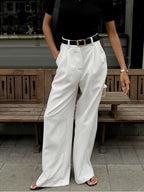 Women's Wide-Leg Office Pants with Pleated Front