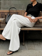 Women's Wide-Leg Office Pants with Pleated Front