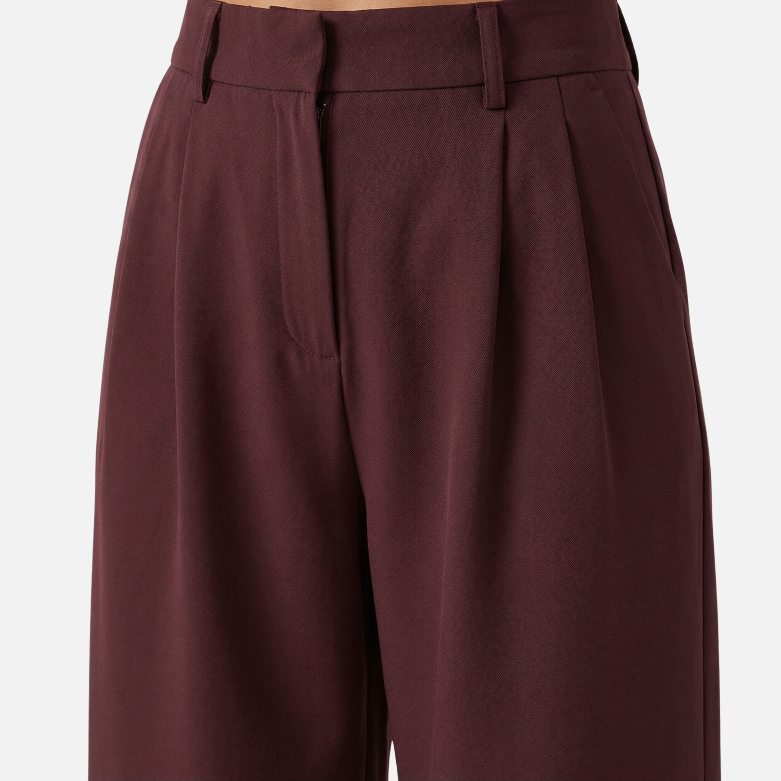 Women's Wide-Leg Office Pants with Pleated Front