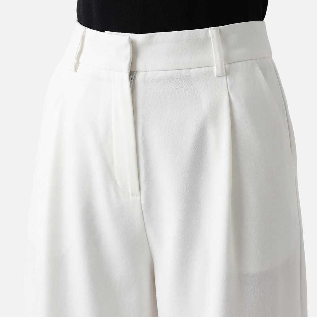 Women's Wide-Leg Office Pants with Pleated Front