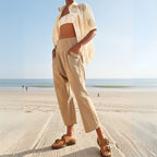 Women's Relaxed Wide Leg Pants with Smocked Waist and Pockets