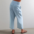 Women's Relaxed Wide Leg Pants with Smocked Waist and Pockets