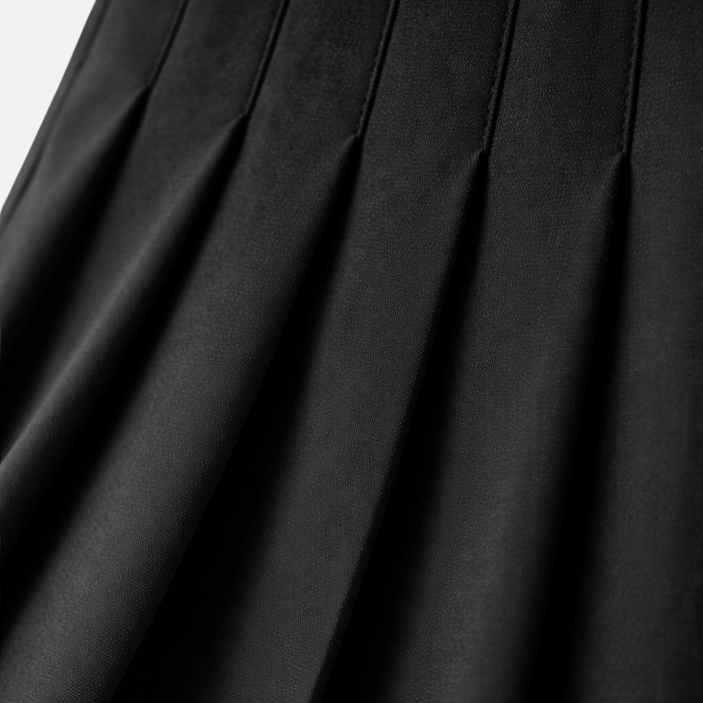 Women's High-Waist Pleated Midi Skirt with Adjustable Belt