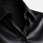 Women's Satin Button-Down Blouse with Long Sleeves