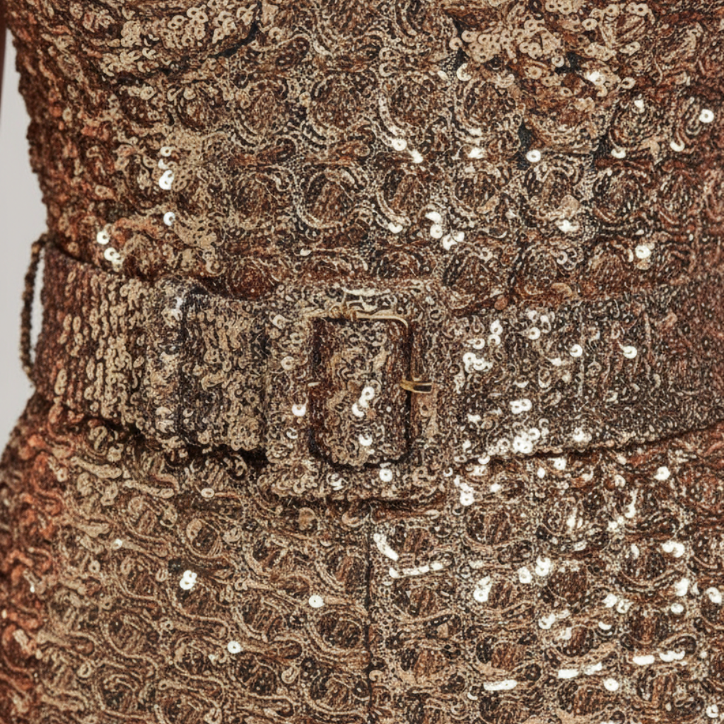 Women's Sequined Wide-Leg Jumpsuit with Spaghetti Straps