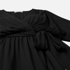 Women's Chiffon Midi Dress with V-Neck and Tie Belt