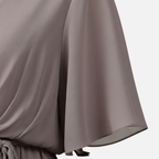 Women's Chiffon Midi Dress with V-Neck and Tie Belt