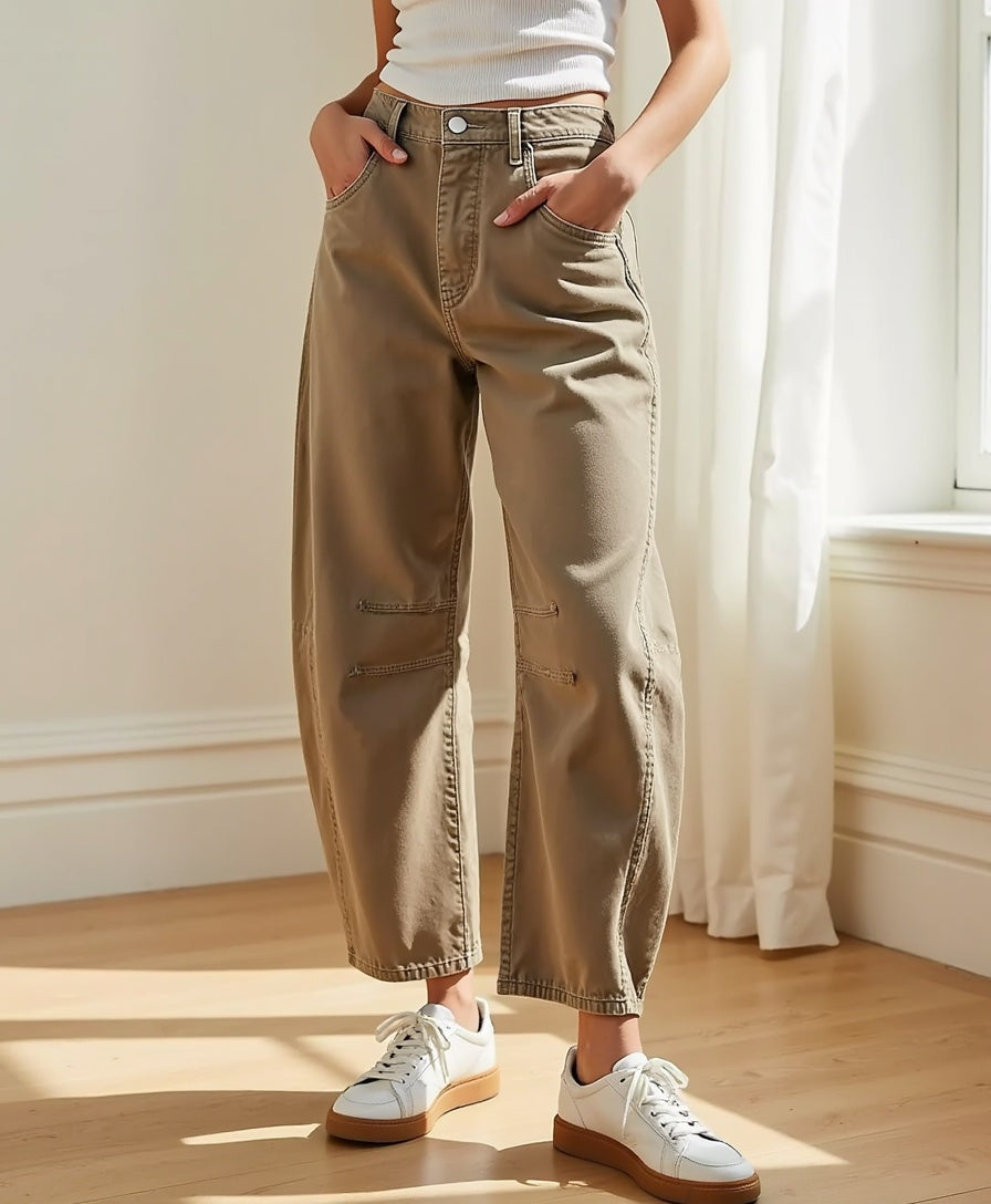 Women's High-Waist Wide-Leg Denim Jeans with Relaxed Fit