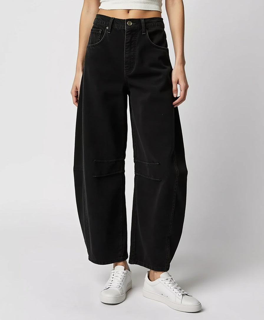 Women's High-Waist Wide-Leg Denim Jeans with Relaxed Fit