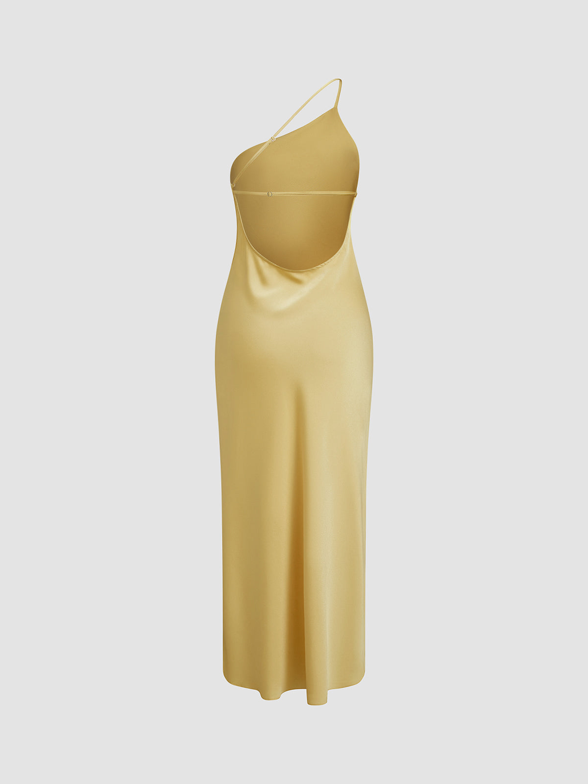 Women's Satin Backless Maxi Dress with Side Slit