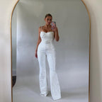 Women's Sequined Wide-Leg Jumpsuit with Spaghetti Straps