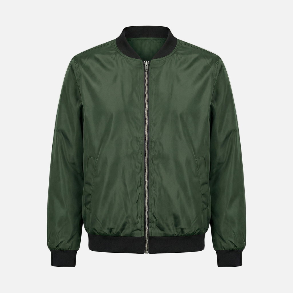 Women's Woven Bomber Jacket with Ribbed Collar
