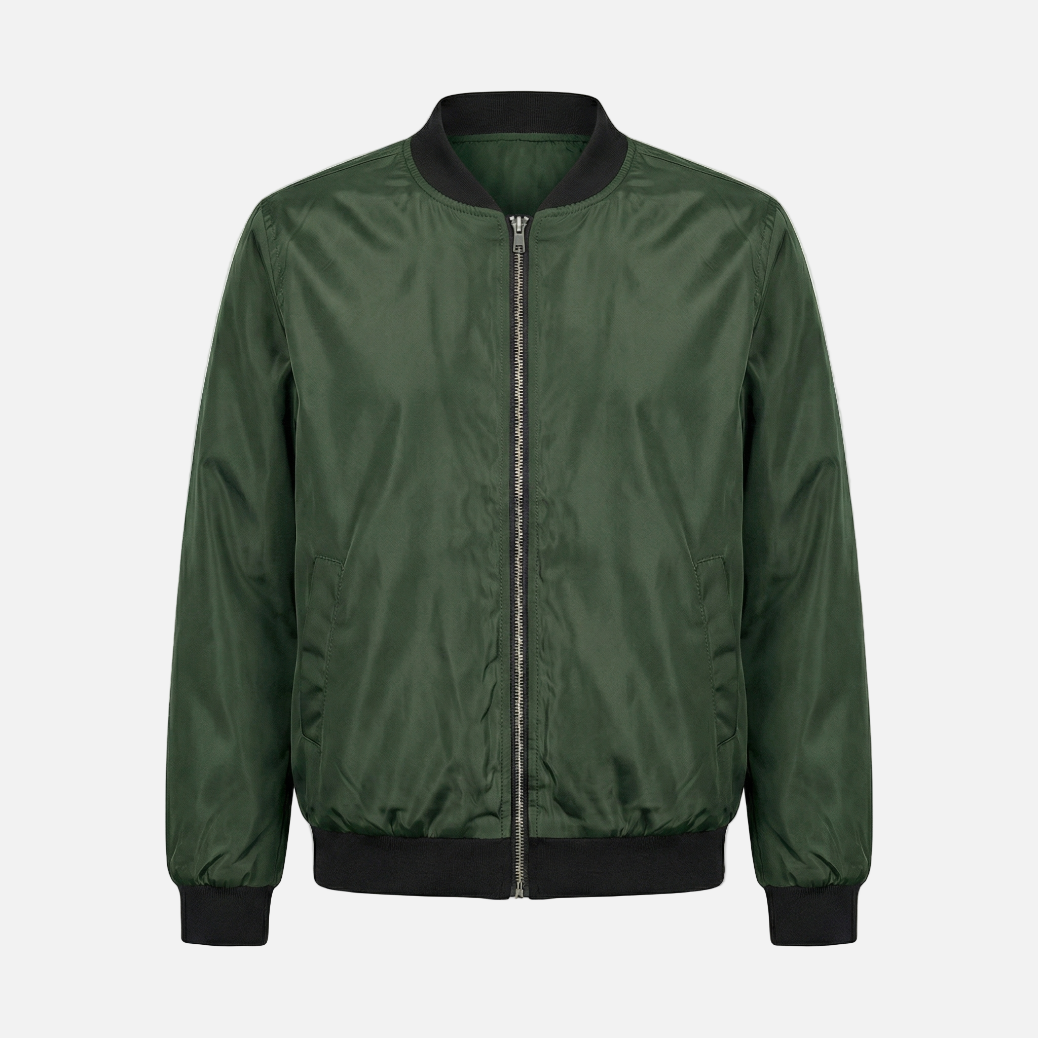 Women's Woven Bomber Jacket with Ribbed Collar