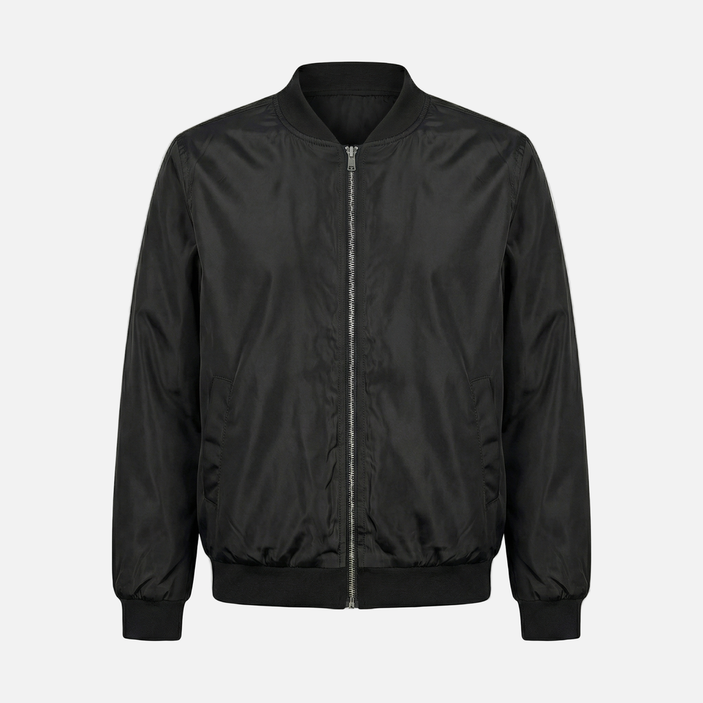Women's Woven Bomber Jacket with Ribbed Collar