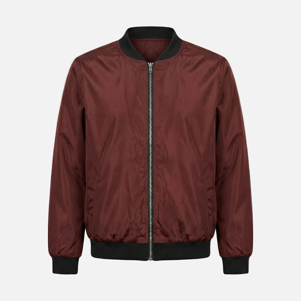 Women's Woven Bomber Jacket with Ribbed Collar