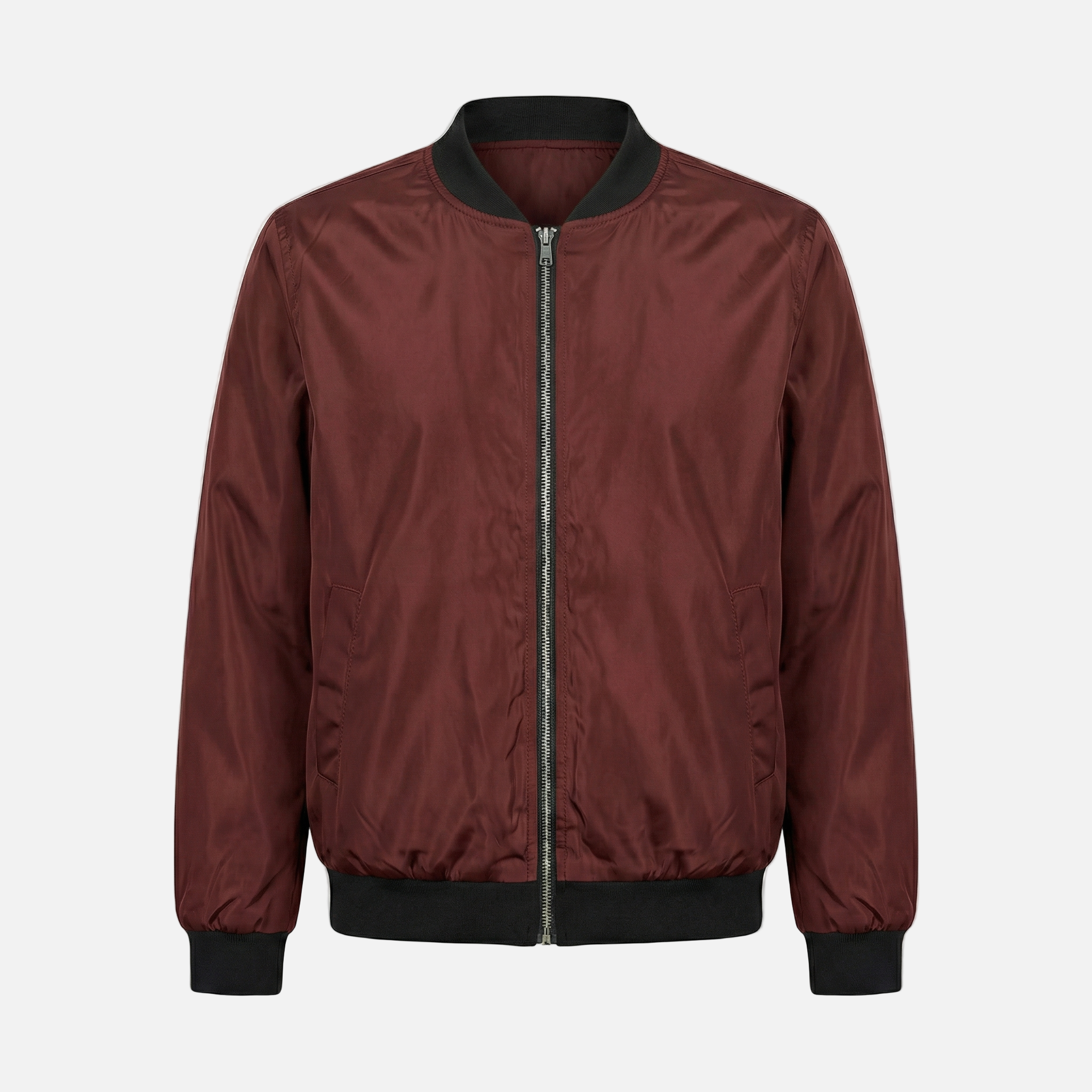 Women's Woven Bomber Jacket with Ribbed Collar