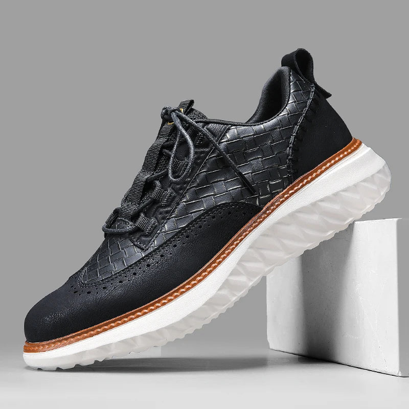 Men's Woven Sneakers with Brogue Detail