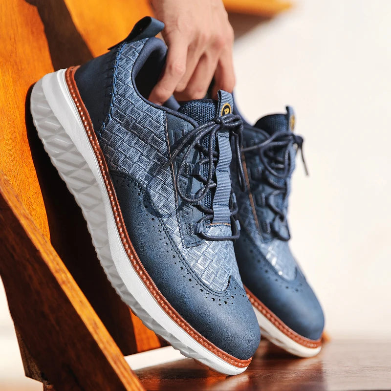 Men's Woven Sneakers with Brogue Detail
