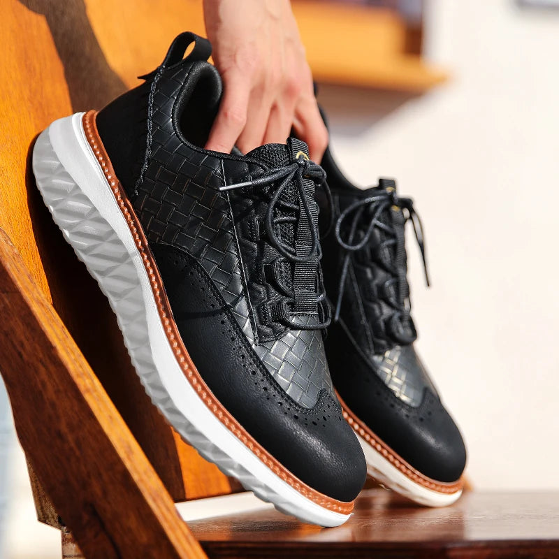 Men's Woven Sneakers with Brogue Detail