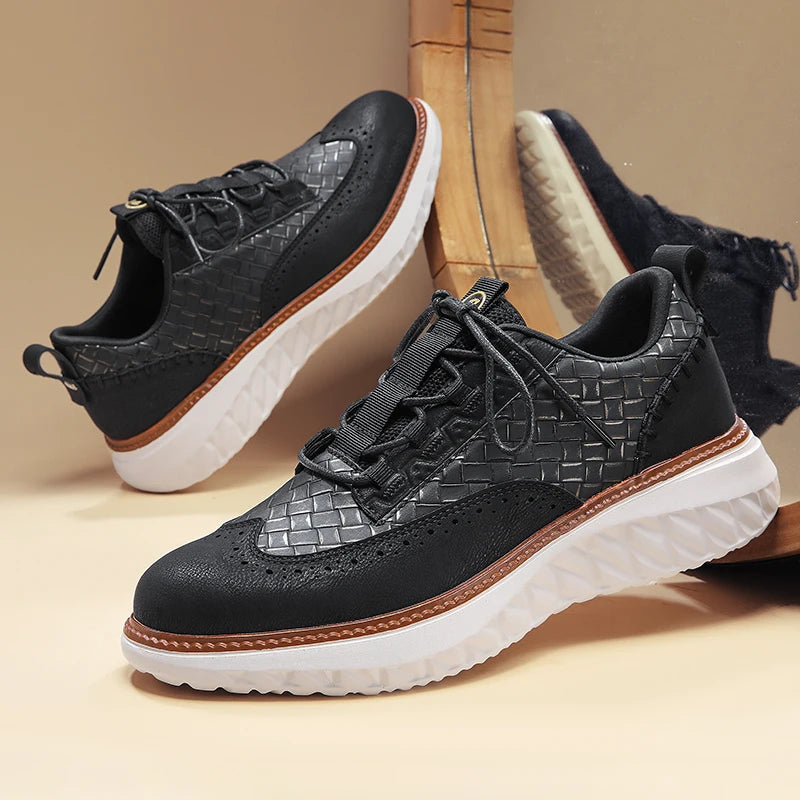 Men's Woven Sneakers with Brogue Detail